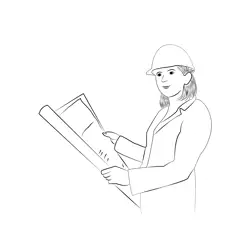 Woman Architect Free Coloring Page for Kids