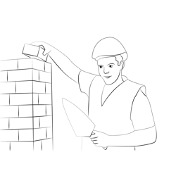 Brick Layer Mason Free Coloring Page for Kids