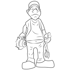 Construction Worker Free Coloring Page for Kids