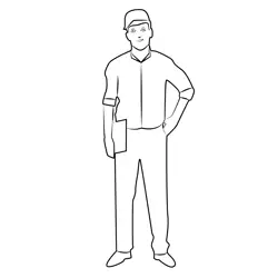 Young Worker Free Coloring Page for Kids