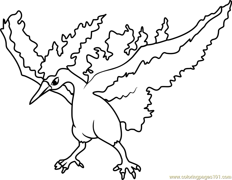 A Pokemon legendary bird, Moltres coloring page printable game