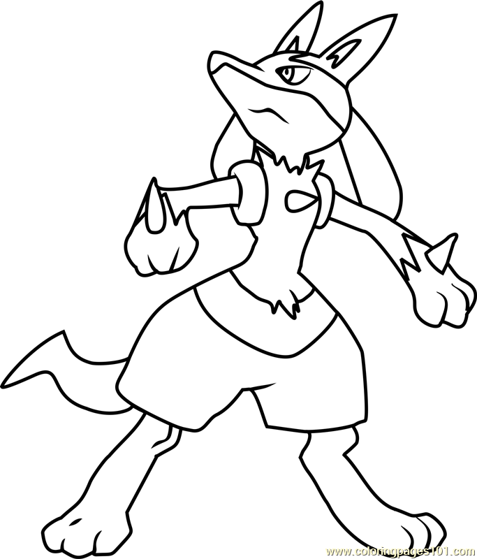 Lucario Pokemon Coloring Page for Kids - Free Pokemon Printable
