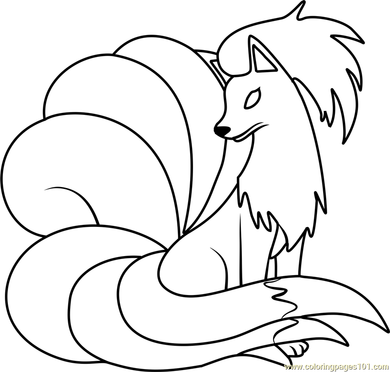 Ninetales Pokemon Coloring Page for Kids - Free Pokemon Printable