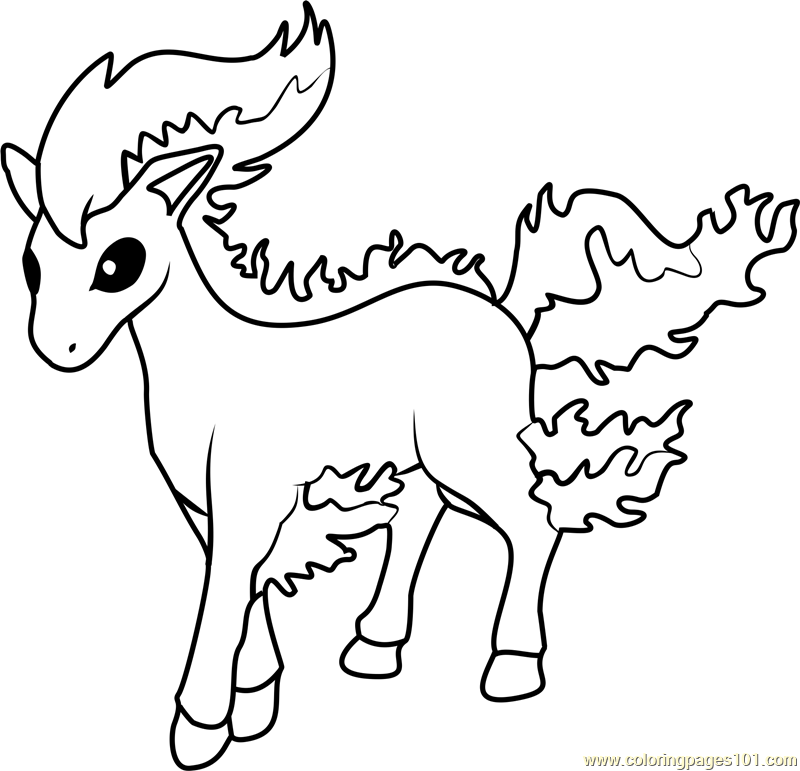 Ponyta Pokemon Coloring Page for Kids - Free Pokemon Printable Coloring