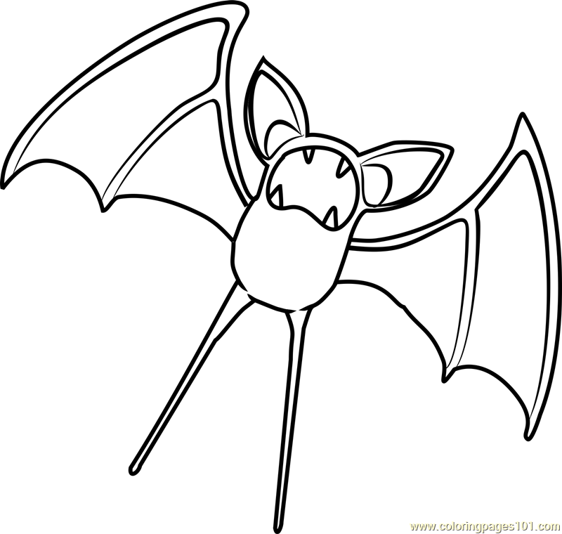 Zubat Pokemon Coloring Page for Kids - Free Pokemon Printable Coloring