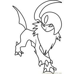 Absol Pokemon Free Coloring Page for Kids
