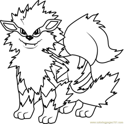 Arcanine Pokemon Free Coloring Page for Kids