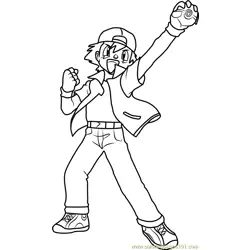 Ash Ketchum Pokemon Free Coloring Page for Kids