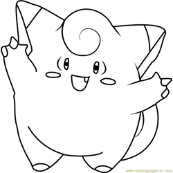 Clefairy Pokemon Free Coloring Page for Kids