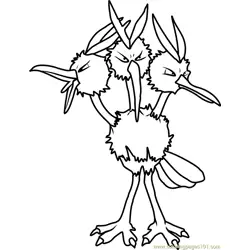 Dodrio Pokemon Free Coloring Page for Kids