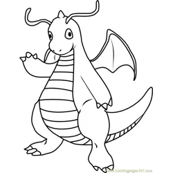 Dragonite Pokemon Free Coloring Page for Kids