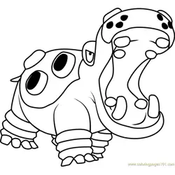 Hippowdon Pokemon Free Coloring Page for Kids