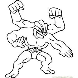 Machamp Pokemon Free Coloring Page for Kids