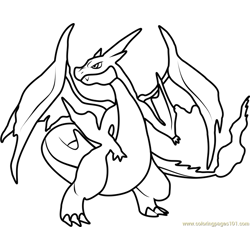 Mega Charizard Y Pokemon Free Coloring Page for Kids