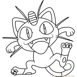 Meowth Pokemon Free Coloring Page for Kids