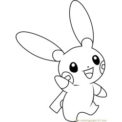 Minun Pokemon Free Coloring Page for Kids