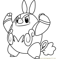 Pignite Pokemon Free Coloring Page for Kids