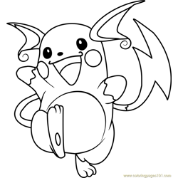 Raichu Pokemon Free Coloring Page for Kids