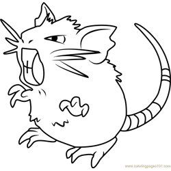 Raticate Pokemon Free Coloring Page for Kids