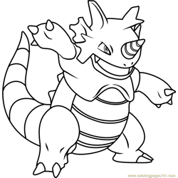 Rhydon Pokemon Free Coloring Page for Kids
