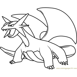 Salamence Pokemon Free Coloring Page for Kids