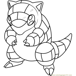 Sandshrew Pokemon Free Coloring Page for Kids