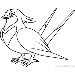 Swellow Pokemon Free Coloring Page for Kids