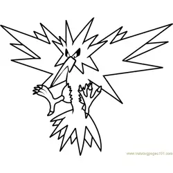 Zapdos Pokemon Free Coloring Page for Kids