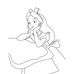 Alice Day Dreaming Free Coloring Page for Kids