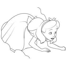 Alice Looking Free Coloring Page for Kids