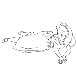 Alice on Floor Free Coloring Page for Kids