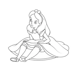 Princess Alice on Floor Free Coloring Page for Kids