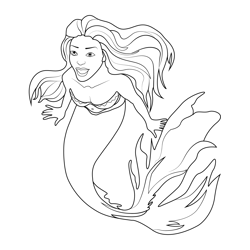 Ariel Sitting Skimpy Seashell Free Coloring Page for Kids