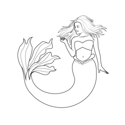 Princess Ariel Beauty Free Coloring Page for Kids