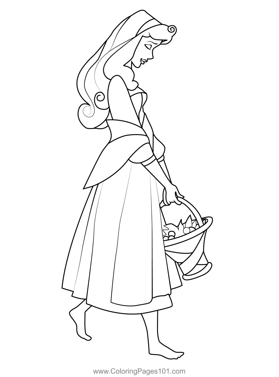 Aurora Walking Coloring Page for Kids - Free Aurora Printable Coloring Pages Online for Kids
