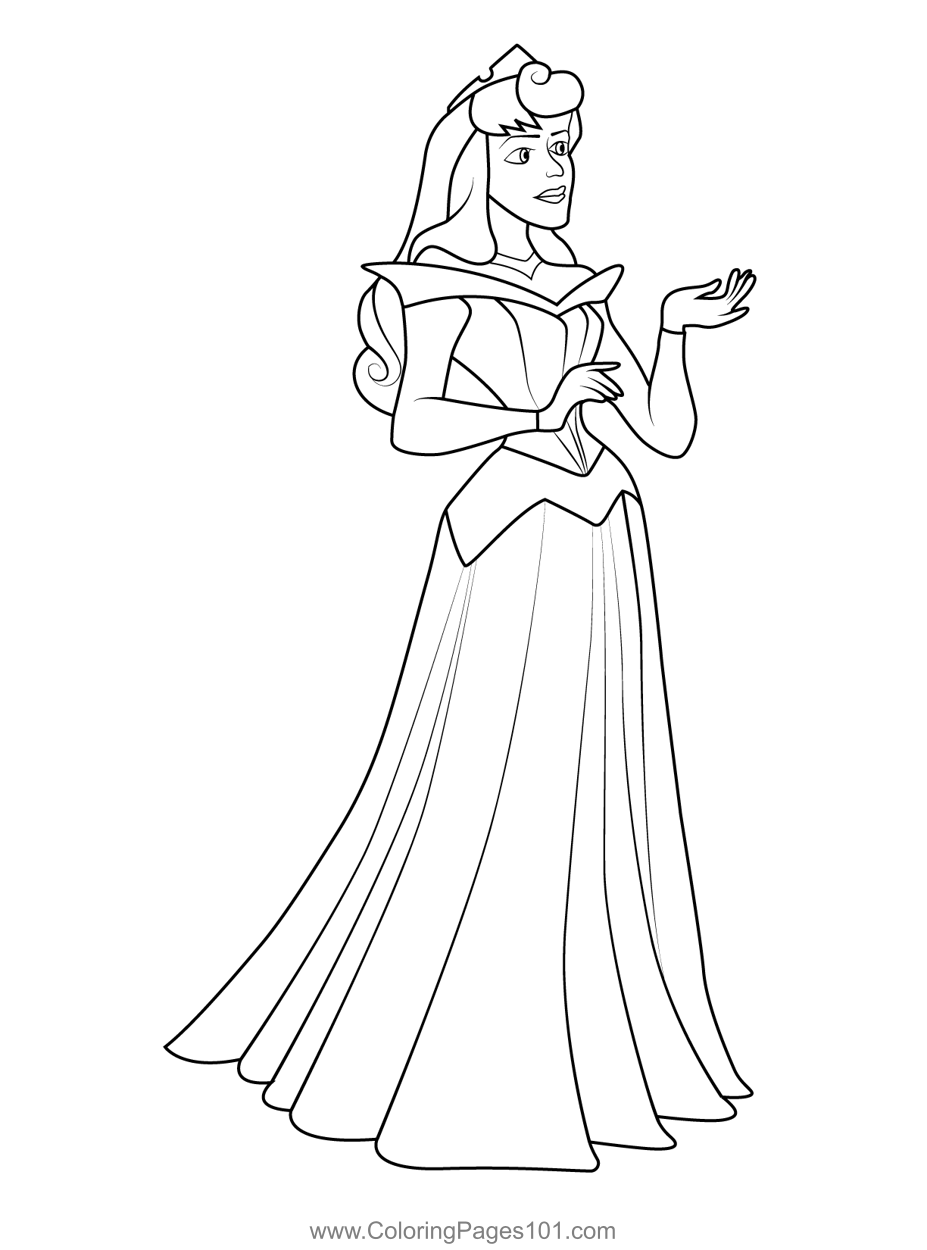 Princess Aurora Beautiful Young Woman Coloring Page for Kids Free