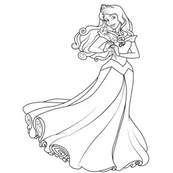 Princess Aurora Sparkly and Glittery Gown Free Coloring Page for Kids