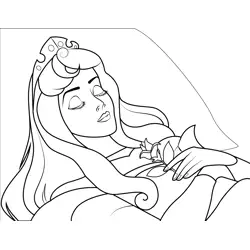 Princess Aurora is Sleeping Free Coloring Page for Kids