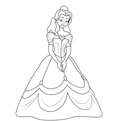 Belle Princess Free Coloring Page for Kids