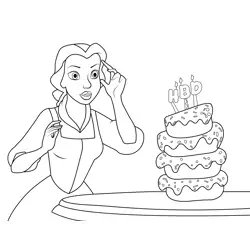 Belle Surprised Free Coloring Page for Kids