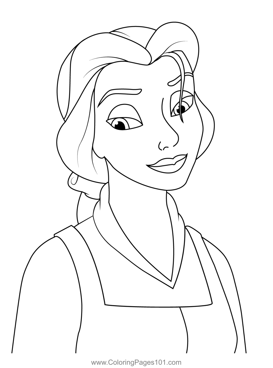 Belle in Thoughts Coloring Page for Kids - Free Belle Printable ...