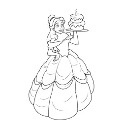 Belle with Cake Free Coloring Page for Kids