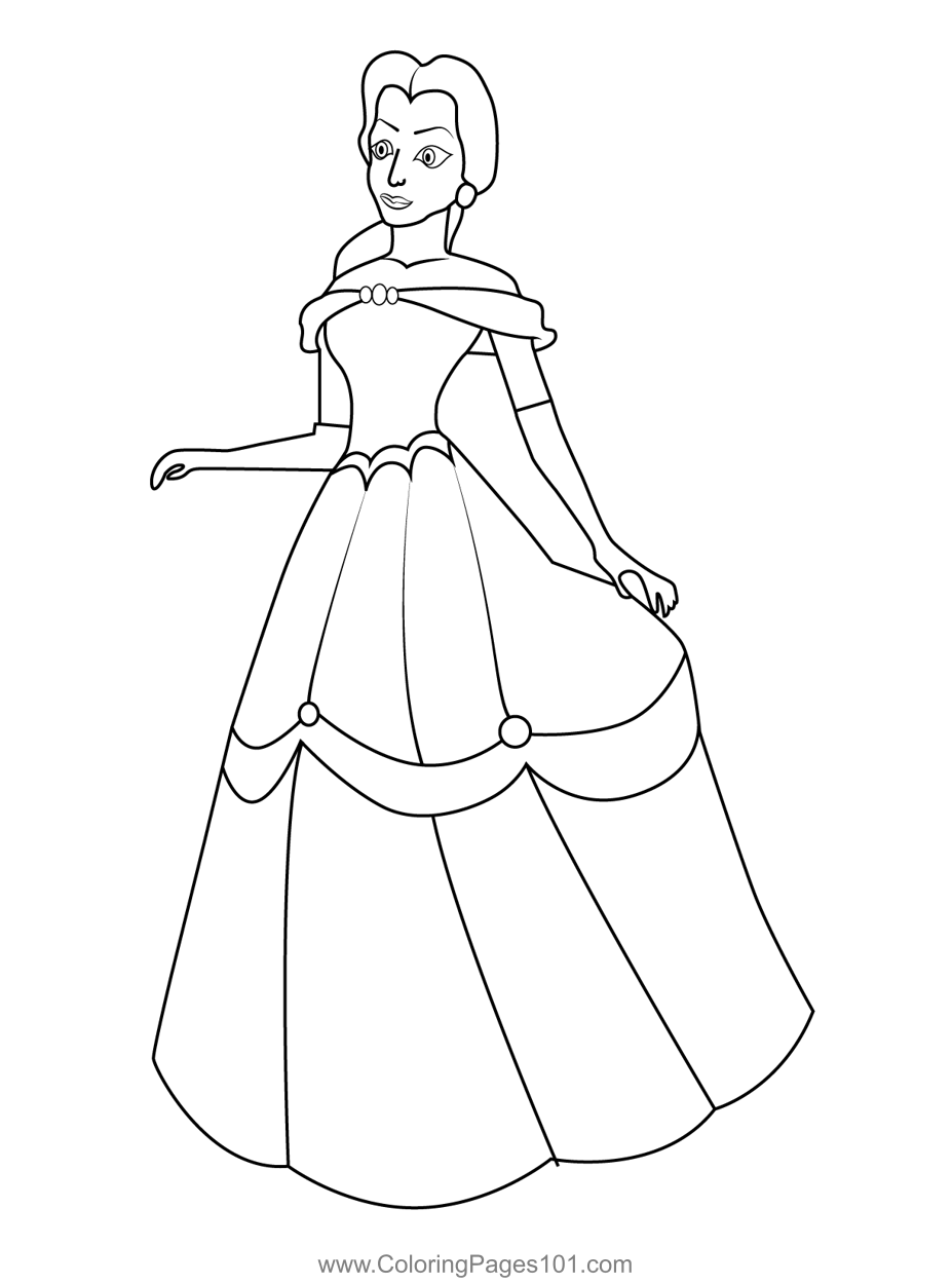 Happy Disney Belle Coloring Page for Kids - Free Belle Printable ...