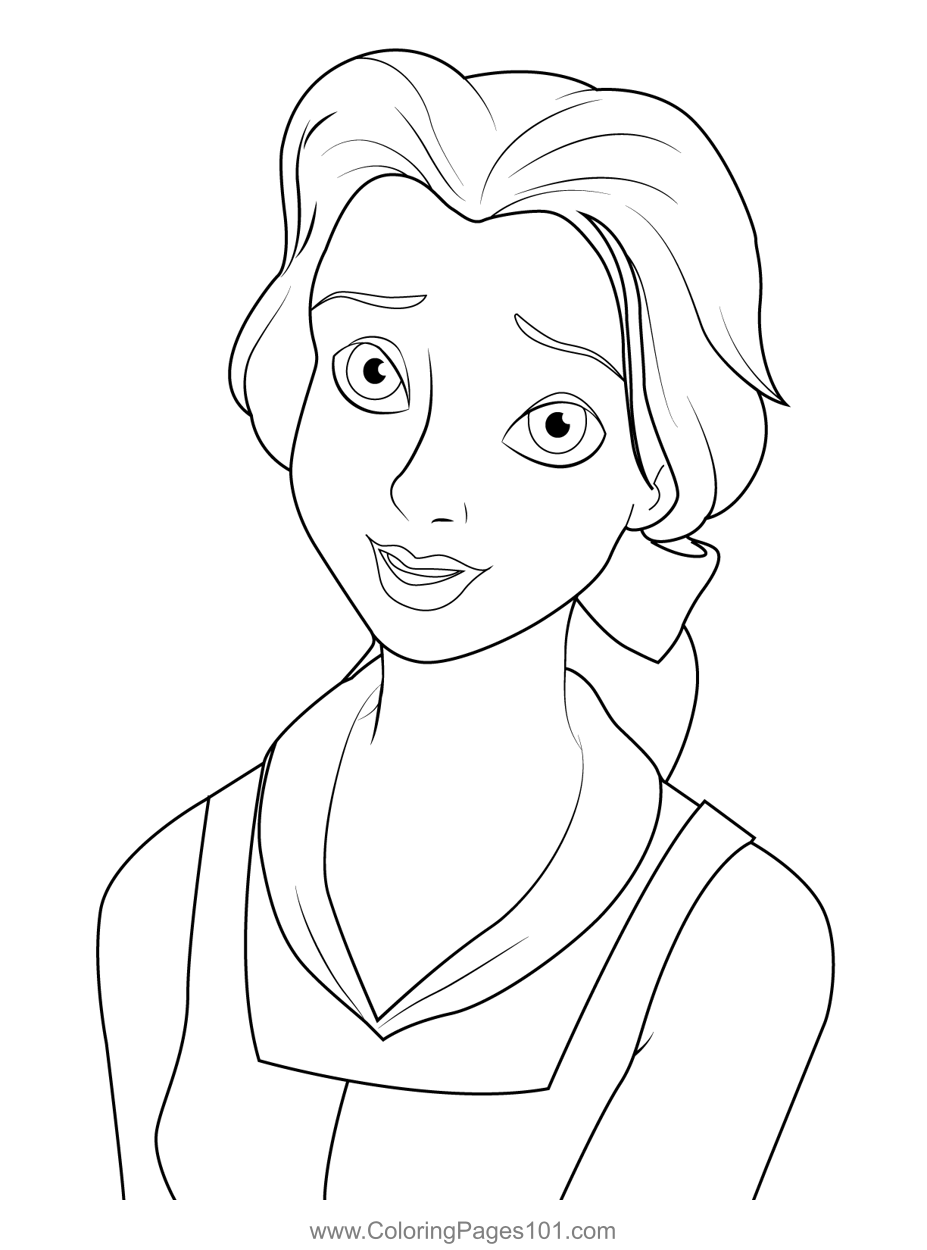 Pretty Belle Coloring Page for Kids - Free Belle Printable Coloring ...