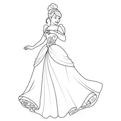 Cinderella in Beautiful Gown Free Coloring Page for Kids