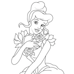 Cinderella with Flowers Free Coloring Page for Kids