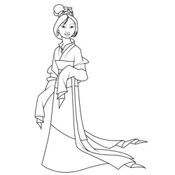 Princess Fa Mulan 9 Free Coloring Page for Kids