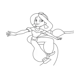Jasmine Flying Free Coloring Page for Kids