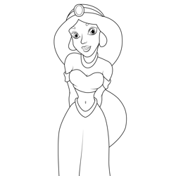 Jasmine Laughing Free Coloring Page for Kids