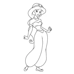 Jasmine Standing Pose Free Coloring Page for Kids